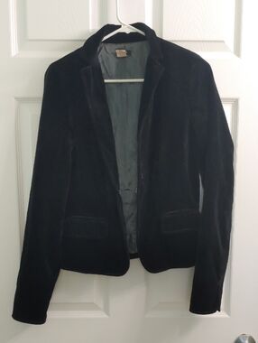 Vintage J. Crew Women's Black Velvet Blazer Size 6T